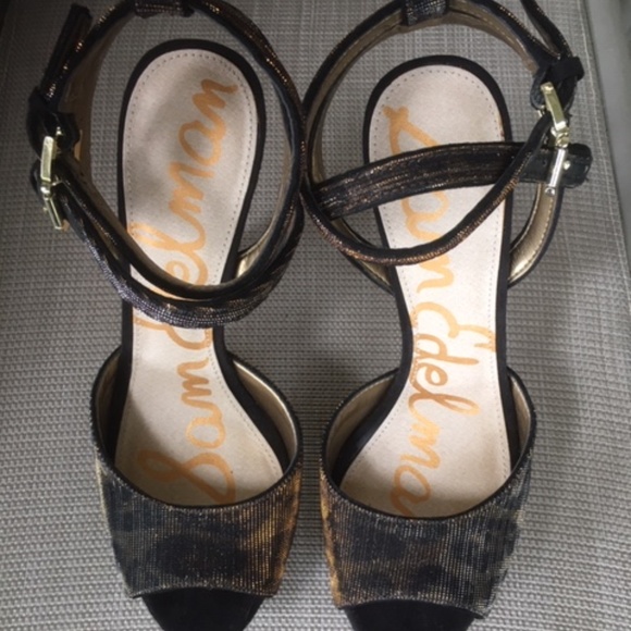 NEW Sam Edelman NADINE Black Bronze Animal Platform Heels - Picture 6 of 10